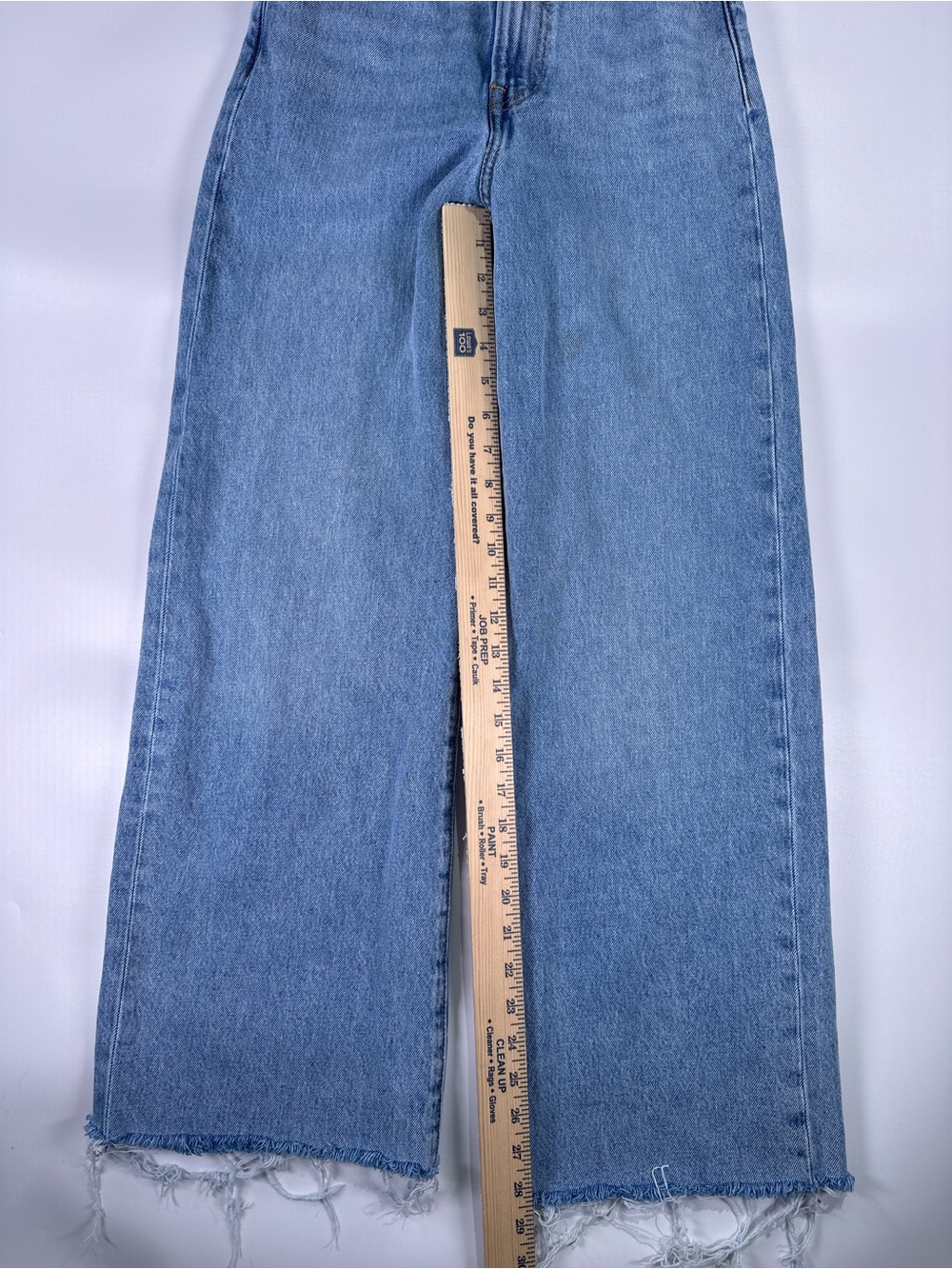 Levi's Premium Ribcage Wide Leg Jeans Raw Hem 100% Cotton Blue Size 25 - Picture 14 of 15